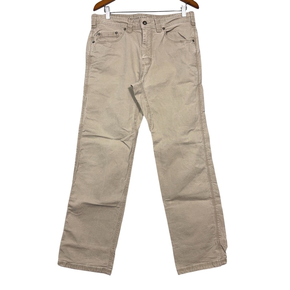 prAna Straight Fit Hiking Pants Mens Size 33x32 Canvas Tan Outdoors